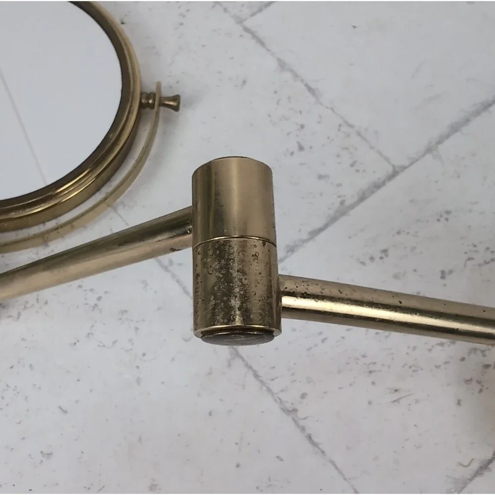 Vintage Magnifying Wall Mount Mirror Brass Folding Swing Arm Wall Mount